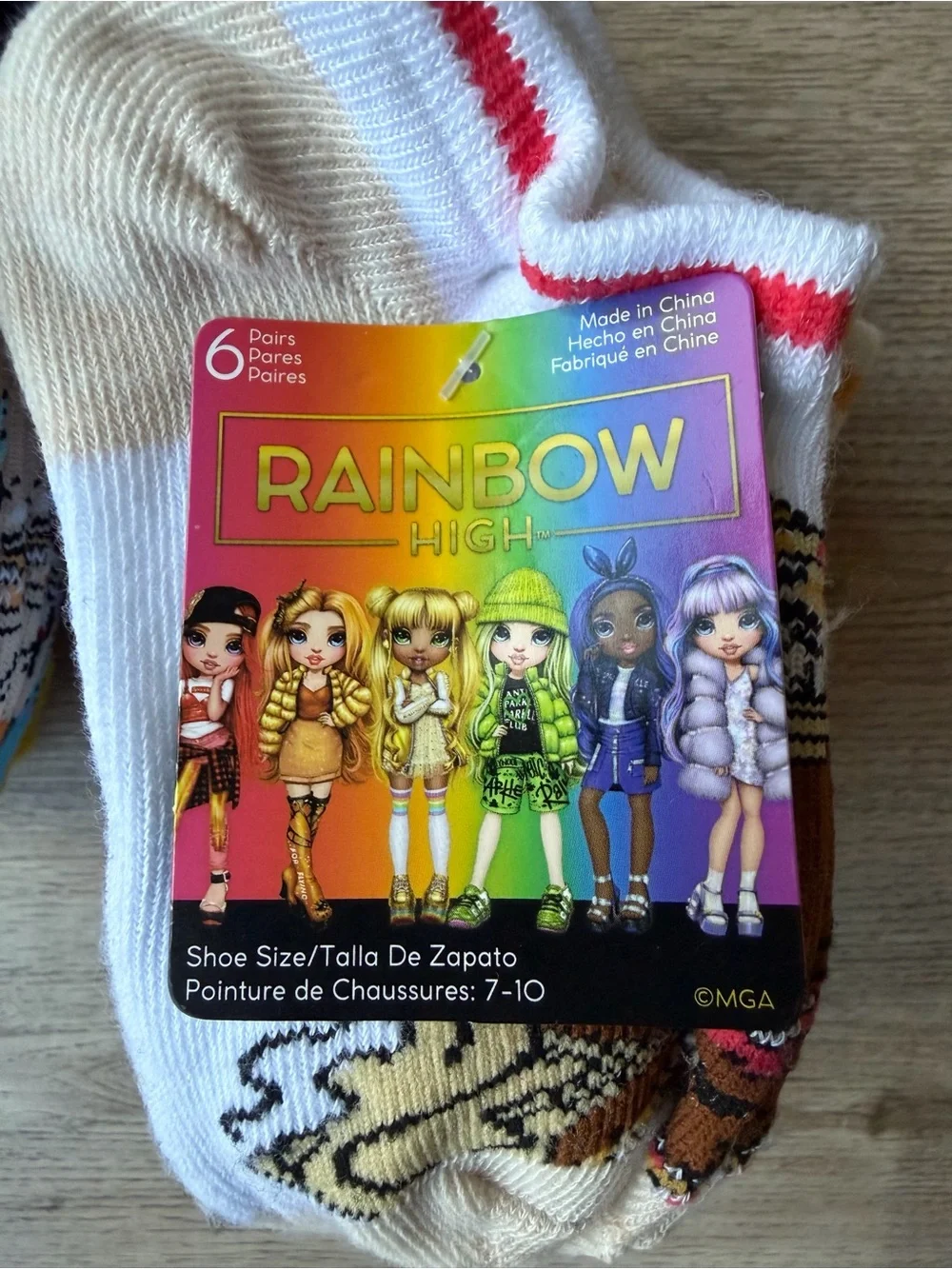 Rainbow High Girls 6-Pair Ankle Socks Bundle 12 Pairs Total NWT Shoe Size 7-10